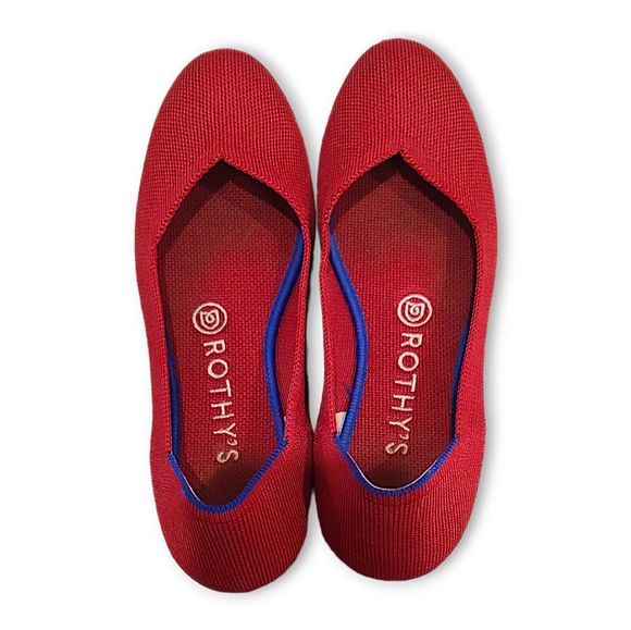 Rothy's Deep Red Pointed Toe Ballet Flats Size 6.5 - 7 - Picture 4 of 7